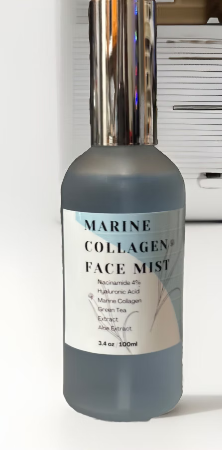 Marine Collagen Face Mist - 4 fl oz glass spray bottle,Hydrating with Organic Gr