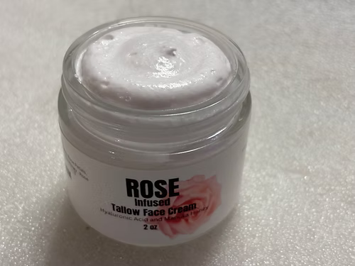 Whipped 100% Grass Fed Rose Infused Tallow Face Cream With Hyaluronic Acid