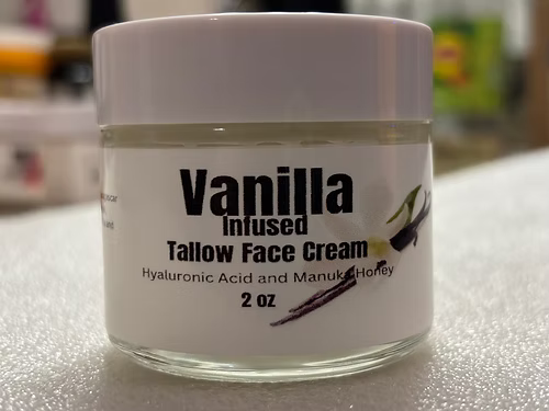 Whipped 100% Grass Fed Vanilla Infused Tallow Face Cream With Hyaluronic Acid