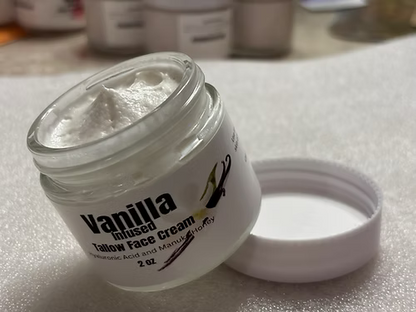 Whipped 100% Grass Fed Vanilla Infused Tallow Face Cream With Hyaluronic Acid