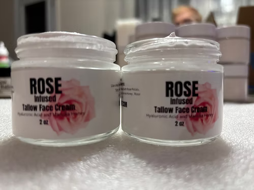 Whipped 100% Grass Fed Rose Infused Tallow Face Cream With Hyaluronic Acid