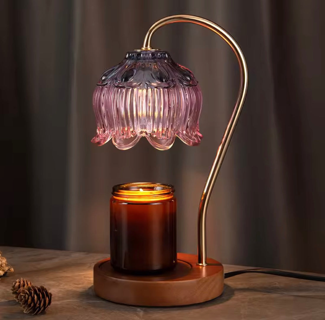 Lotus Flower Candle Warmer Lamp, Dimmable, with Timer