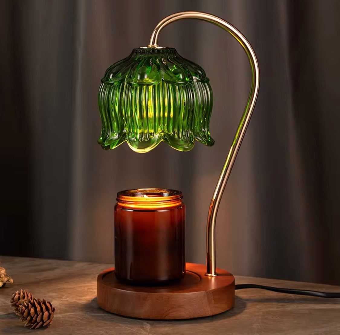 Lotus Flower Candle Warmer Lamp, Dimmable, with Timer